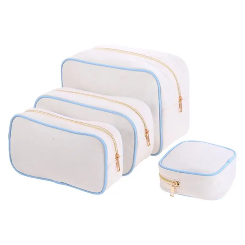 6 Colors 4 Sizes Fashion Cute Blank Canvas Makeup Bag Large Zipper Pouch Travel Toiletry Bag Women Canvas Cosmetic Bags