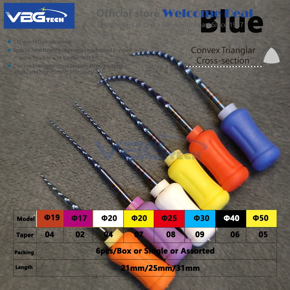 6pcs/Box SX-F3 Dental Handuse Files Heat Activated Canal Root Can Bend Preparing Root Canal Treatment 21MM/25MM/31MM Endodontia