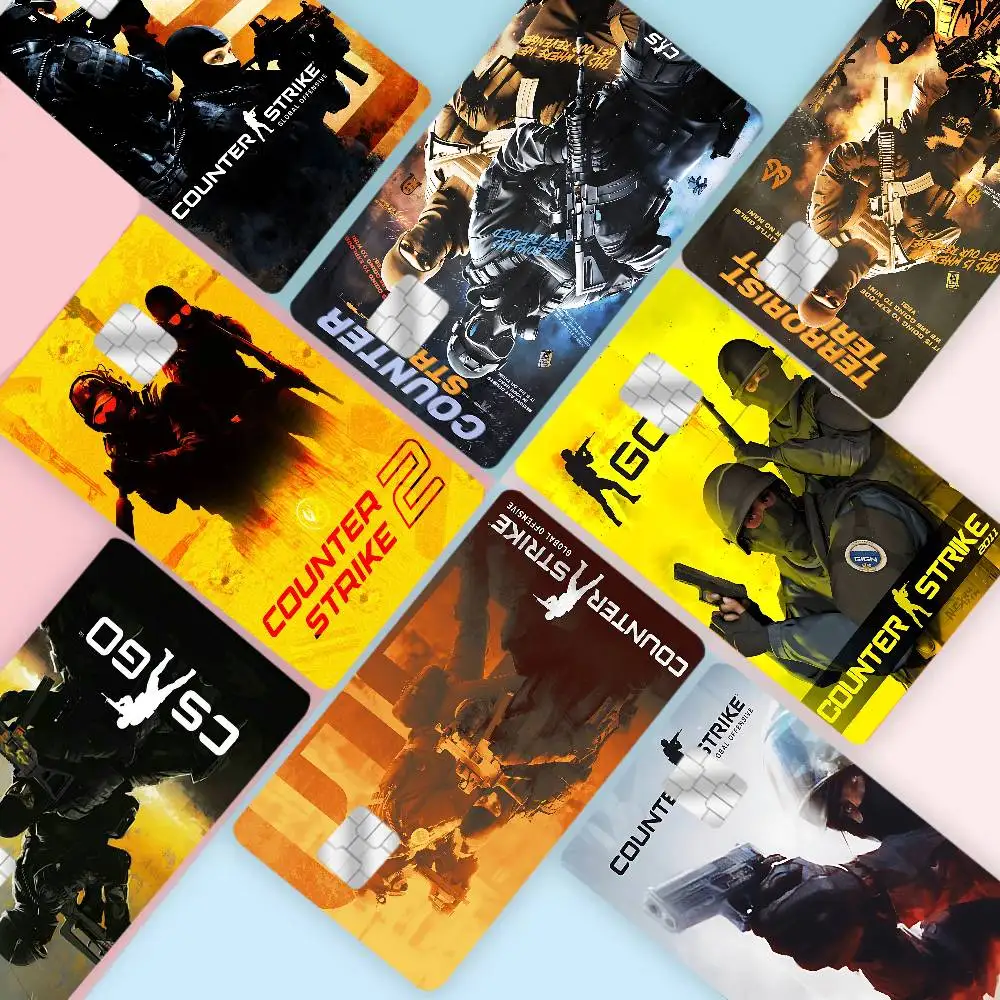 كاونتر سترايك CS 2 خمر أنيمي ملصق فيلم غطاء الجلد لبطاقة الائتمان بطاقة الخصم البنك الأمامية