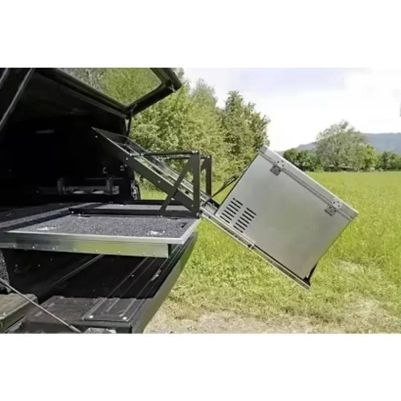 New Heavy Duty 4X4 Pickup Steel Refrigerator Slide 40L SUV Car Rear Drawer Pull Down Cooler Tray Tilt