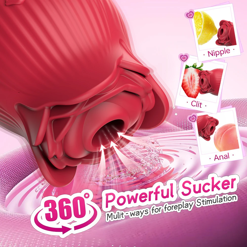 New Powerful Sucking-Rose Vibrator Toy for Women Vacuum Stimulator Oral Nipple Clit Sucker Female Sex Toy Goods for Female Adult