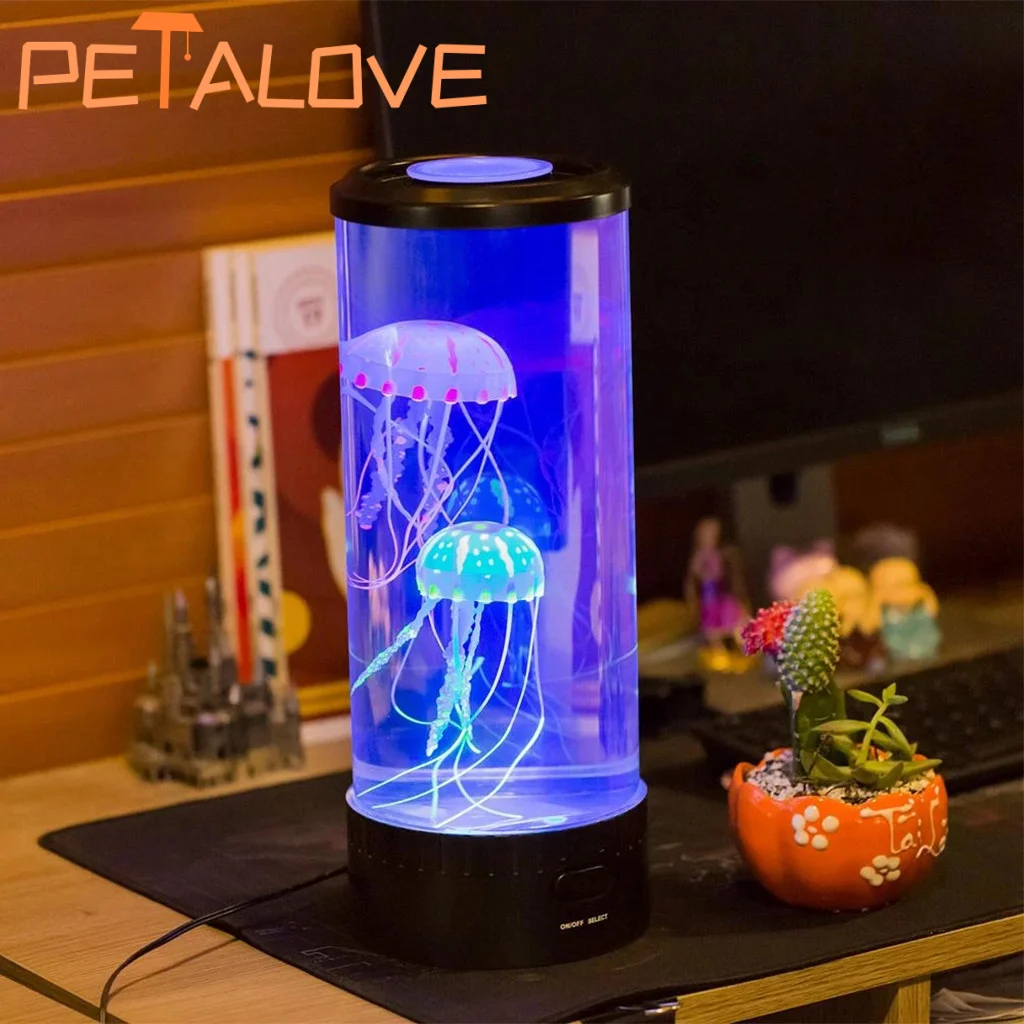 

Jellyfish Lava Lamp Aquarium Ocean Night Lights 7Colors LED Jellyfish Mood Lights With For Home Bedroom Desktop Decoration Gift