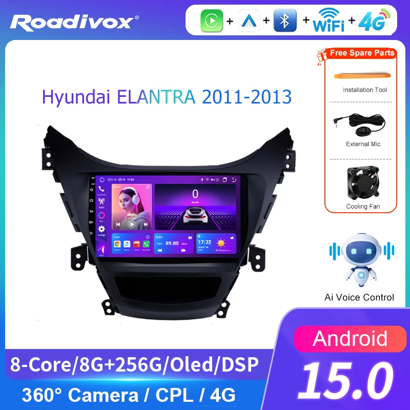 AI VOIC Android Car Radio Multimedia For Hyundai ELANTRA 2011 2013 stereo GPS Navigation Stereo Screen Video Tape Recorder