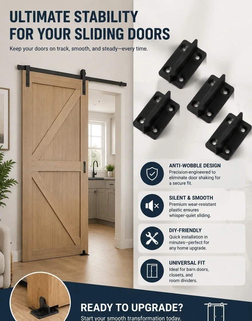 4Pcs Sliding Door Floor Guide Plastic Barn Door Bottom Track Stopper Easy Install Stable Quiet Operation for Pocket Closet Doors