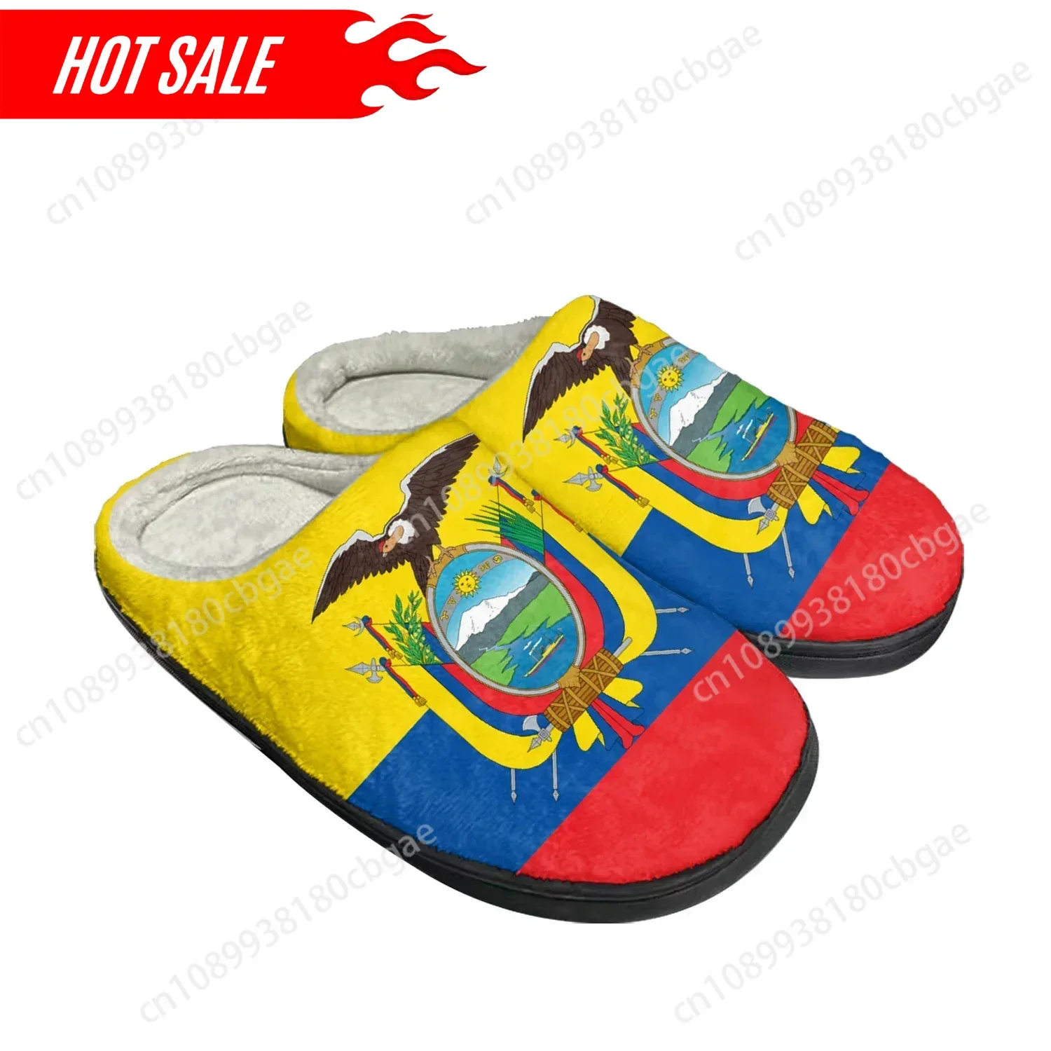 Hot Ecuador Flag Home Cotton Custom Slippers Mens Womens Sandals Ecuador Plush Bedroom Casual Keep Warm Shoes Thermal Slipper
