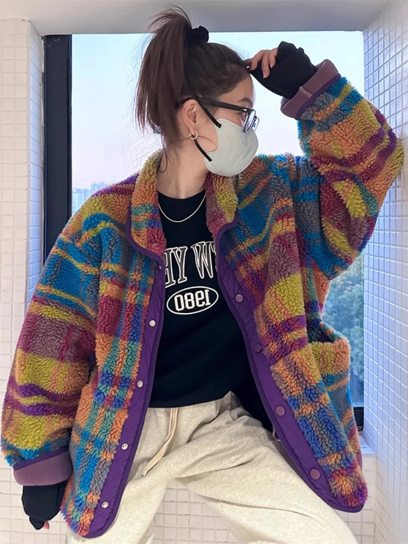 

Lamb Velvet Jaet женское осенне-зимнее корейское пальто в стиле ретро свободного цвета Blo Fce шерстяное хлопковое пальто длинное све застежка на пуговицы