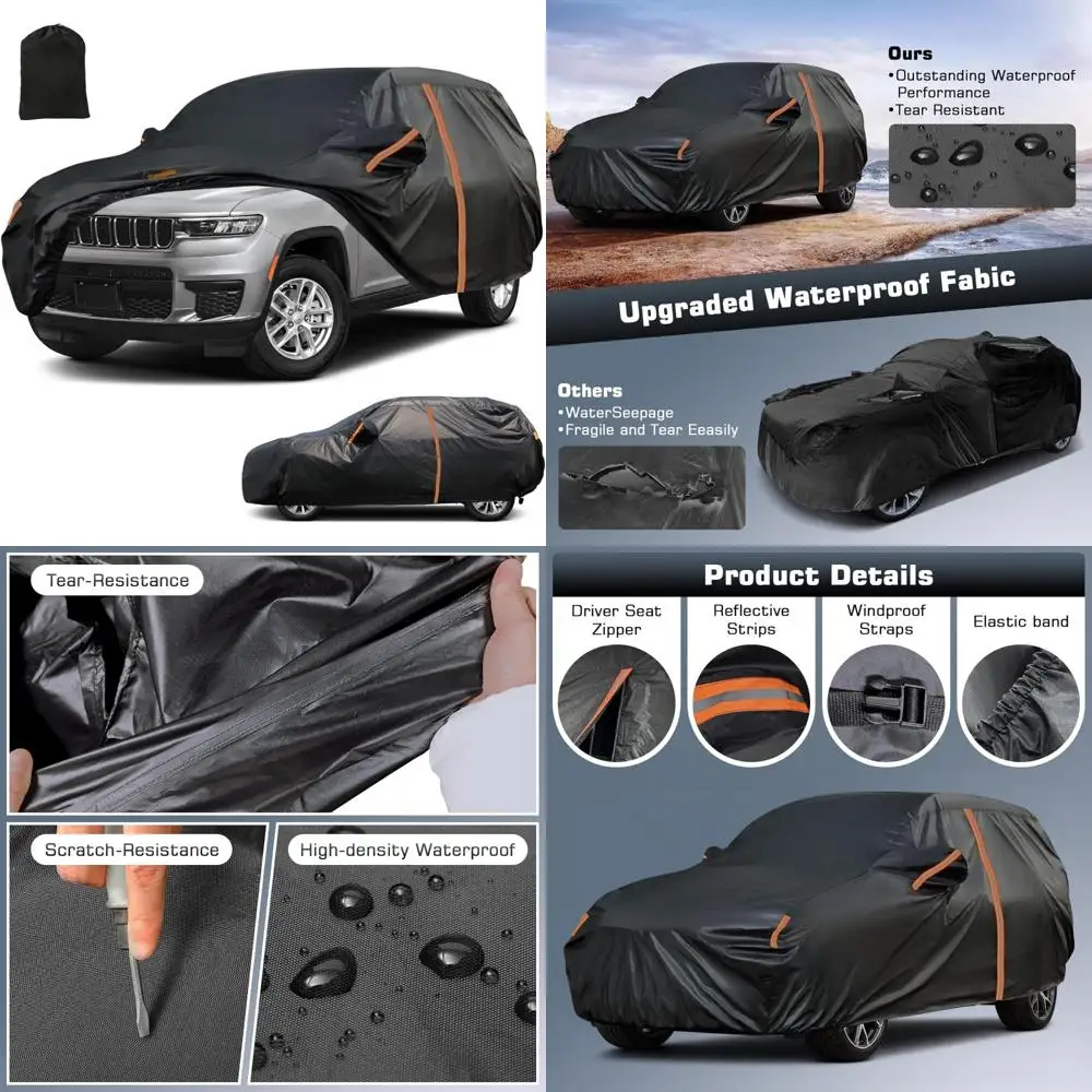 

Всепогодный чехол для внедорожника на открытом воздухе с дверцей на молнии для Jeep Grand Cherokee L 2021-2025 годов, ветрозащитный и светоотражающий защитный чехол