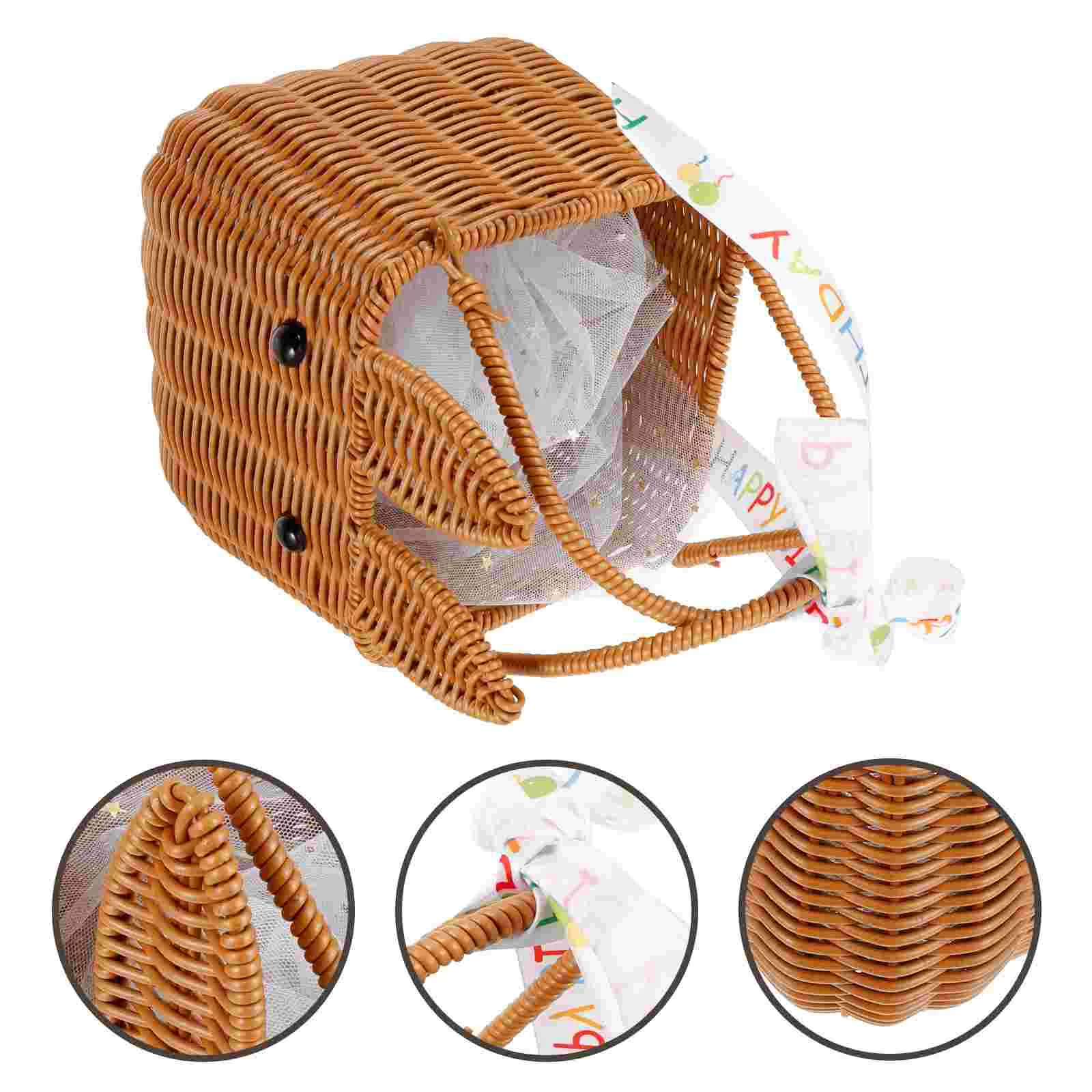 Storage Baskets Easter Egg Flower Woven Decorative Modeling Handheld with Handle Baby