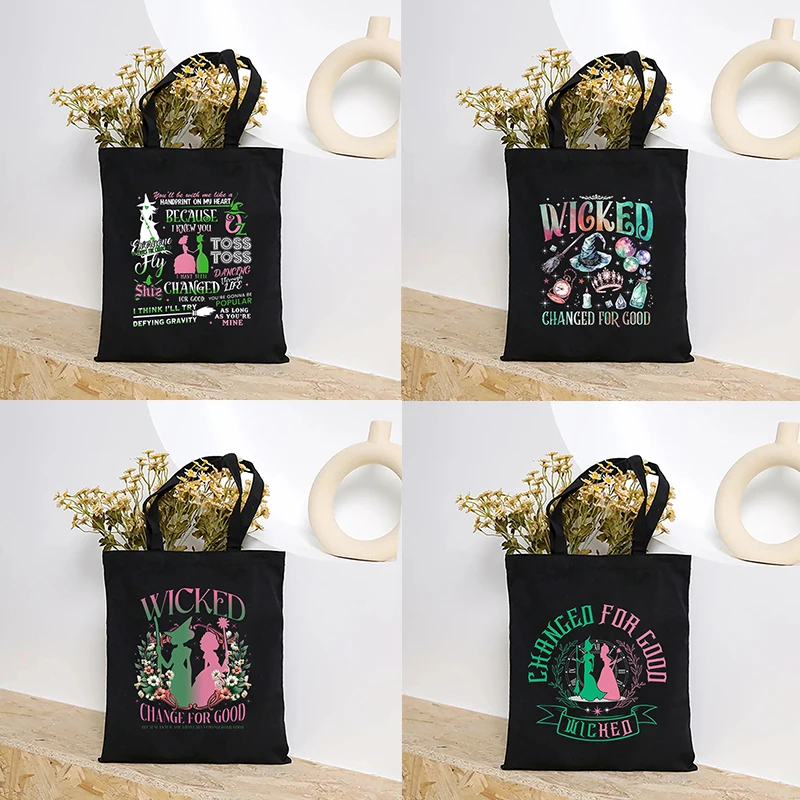 Wicked The Musical Foldable Shopping Bag Glinda Elphaba Inspired Musical Lover Gifts Canvas Tote Bag Musical Theater Fans Gift