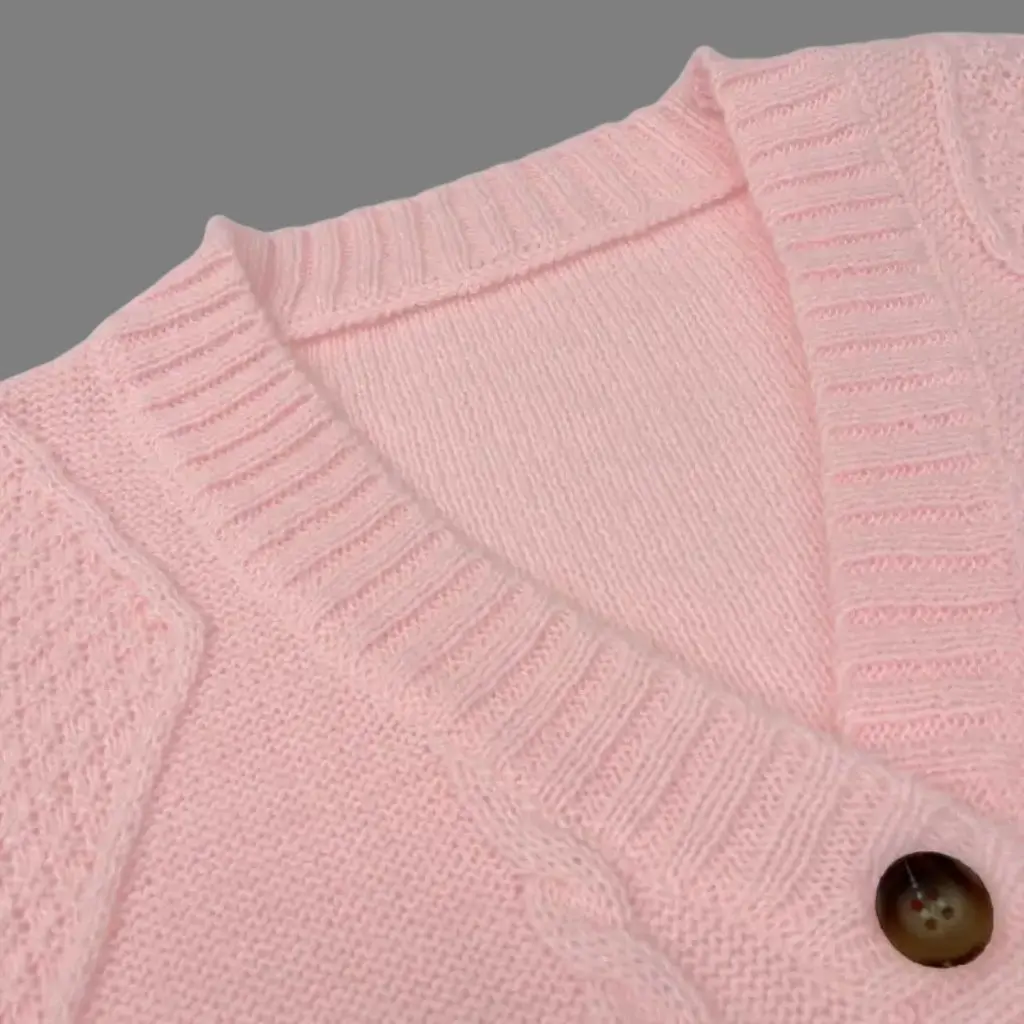 

Women's Pure Color Long-Sleeved V Neck Knitted Cardigan Buttoned Twist Sweater Jacket for Autumn Winter Fashion Outerwear