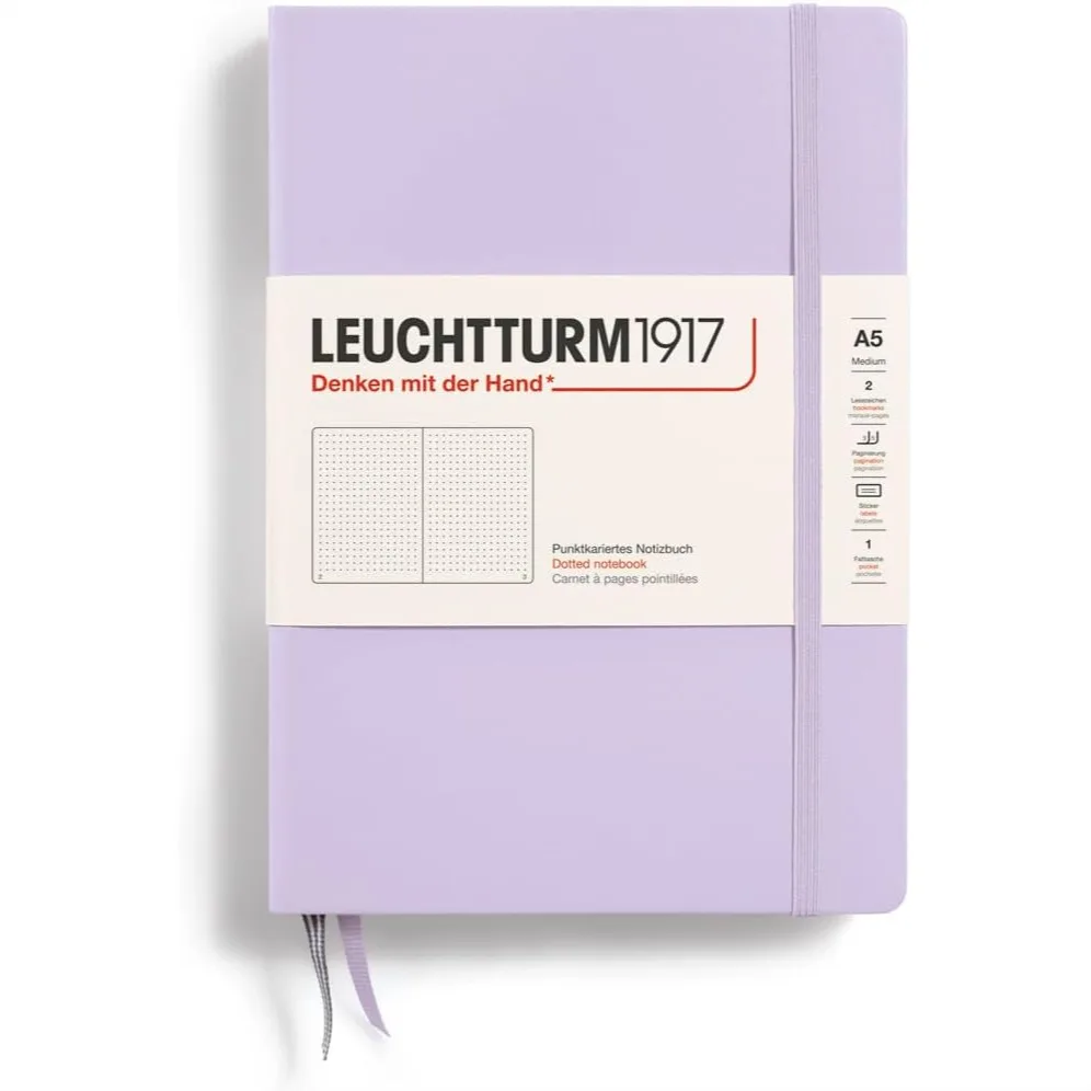 

Hardcover Notebook A5 Dotted for Writing Journaling with 251 Numbered Pages, Thread-Bound, Elastic Closure, Expandable Pocket, 2