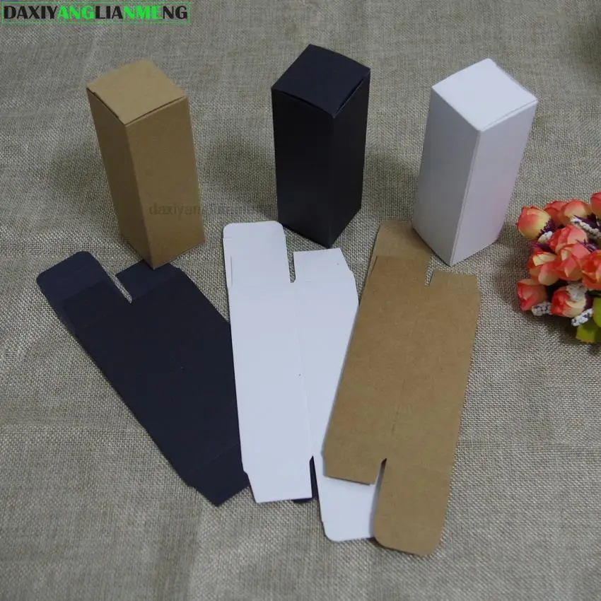 100pcs/lot 1.7 2.5 2.9 3.6cm White Black Kraft Paper Box DIY Lipstick Perfume Essential Oil Bottle Packaging Boxes fast shipping