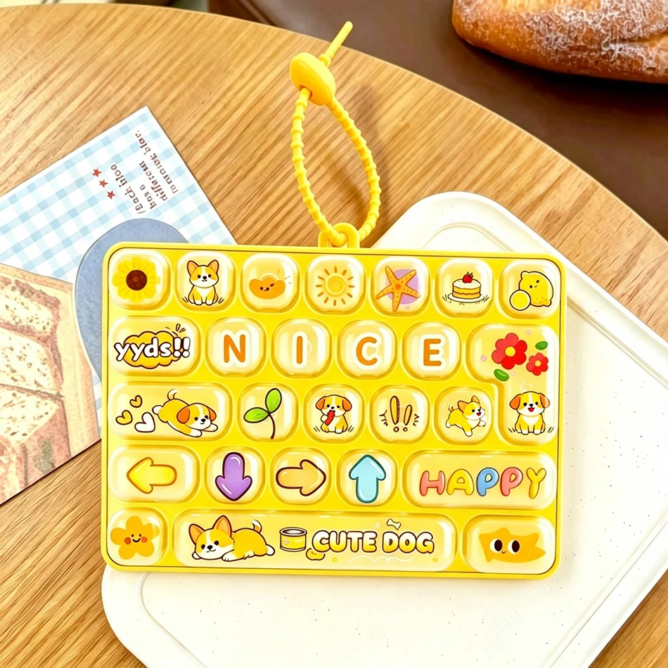 Novelty 26 Silicone Animal Diary Fidget Keyboard Keychain Stress Relief Bubble Popping Toy Backpack Hanging Ornament Pendant view 5