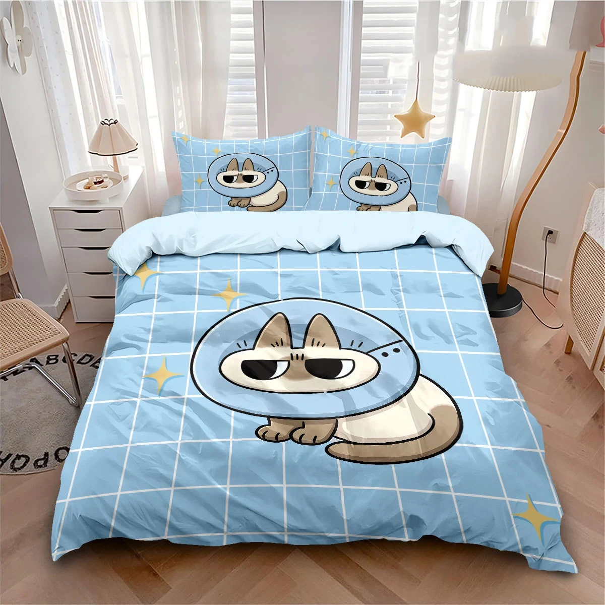 Siamese cat Duvet Cover Pillowcase Siamese cat pattern Bedding Set Adult Bedroom Decoration Single Double Large Size view 2