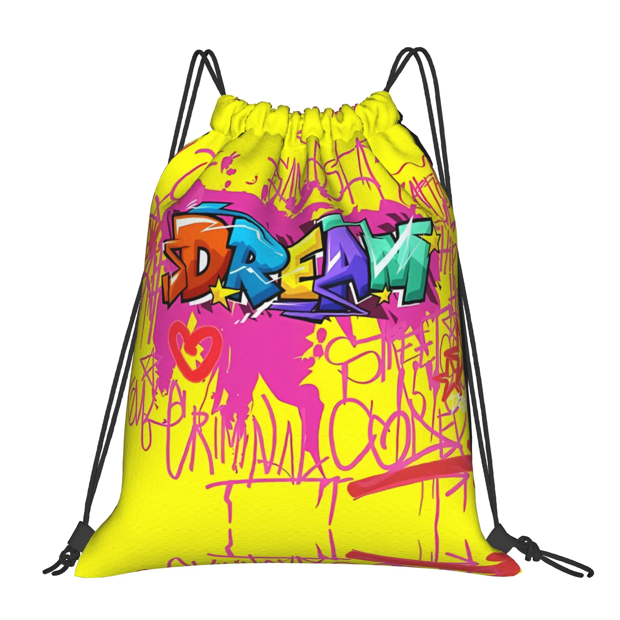 Y2K Dream Style  90S Street Graffiti Portable Hiking Riding Gym Drawstring cool gift Storage Backpacks