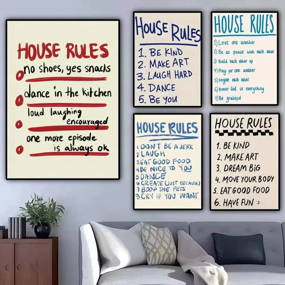 house rules Poster Modern and Elegant Wall Stickers for Home Decor Living Room Dormitory Wall Art