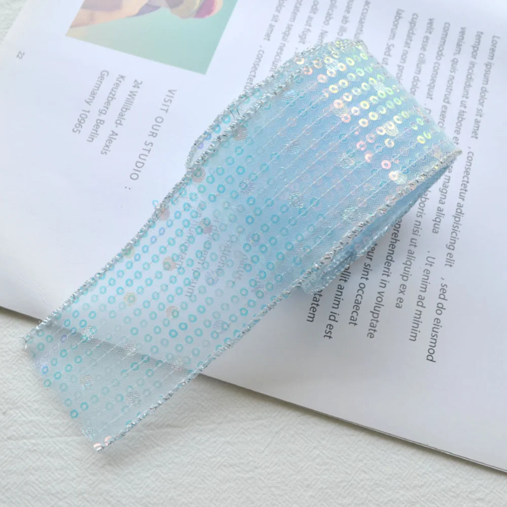 Sequin Fabric Ribbon Luxurious Princess Headwear Ribbon Diy Craft Ribbon Versatile Children'S Hair Accessories For Birthday Gift