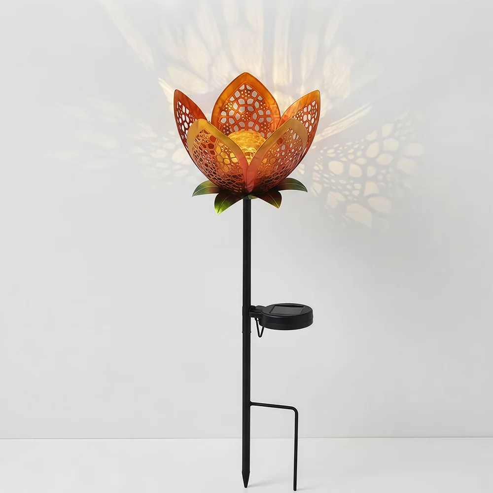 Solar Lotus Garden Lights Outdoor Waterproof Metal Flower Stake LED Landscape Lighting for Pathway Yard Walkway Patio Decor