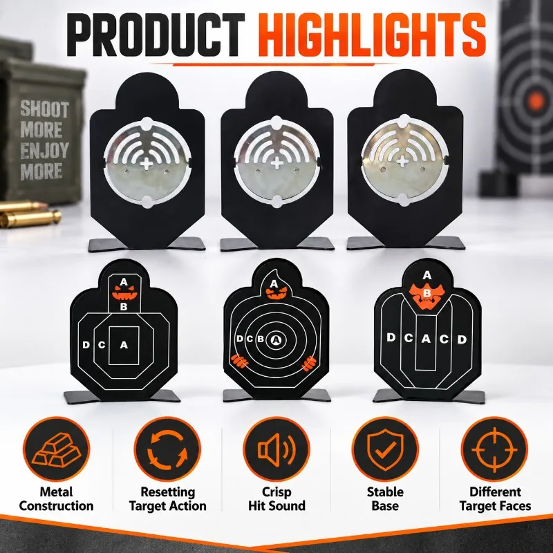 Metal Practice Target with Sound Triggered By Impact Freestanding Design for Hobby Activities
