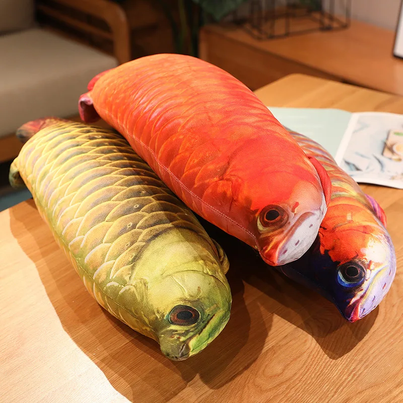 30 ~ 100cm ouro arowana brinquedo de pelúcia recheado fantasia carpa como real roxo dourado vermelho koi peixe plushie peluche decoração para casa animais de estimação presente