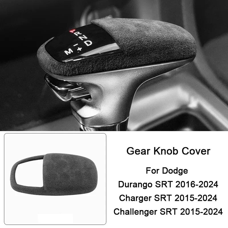 NONE Wildleder-Schaltknauf-Abdeckungskragen für Dodge Durango SRT Charger SRT und Challenger SRT 2016 2017 2018 2019 2021 2022 2023 3
