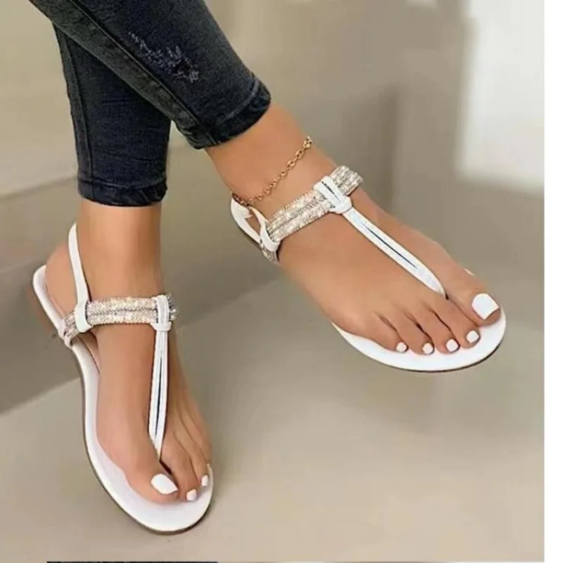 Sandalias de verano para Mujer, Zapatos informales de playa, chanclas para exteriores, Zapatos planos de talla grande