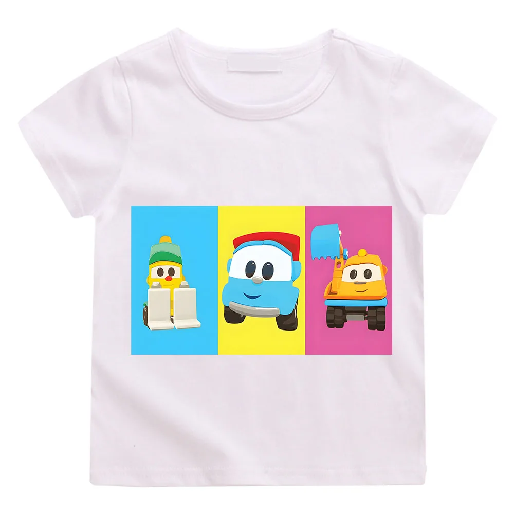 New Hot Sale Children's Tshirt Funny Leo The Truck Tv Show Cartoon Print Boy's Cotton Short Sleeve Girls Fashion Kids Clothes