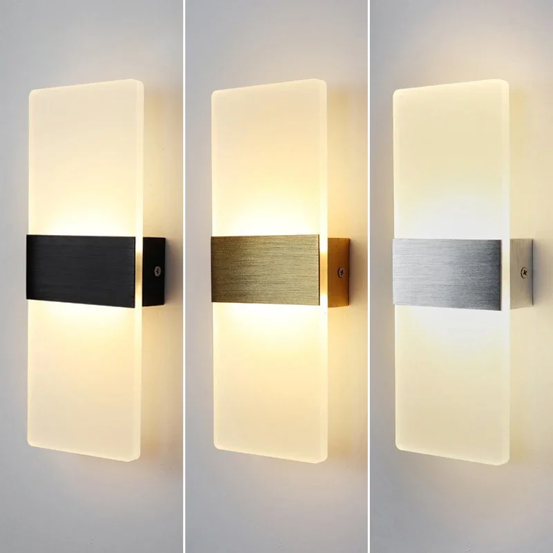 

LED Acrylic Wall Light AC85-265V Long Style Living Room Corridor Bedroom 3/6/12W Bedhead Art Decoration Indoor Wall Lights Led