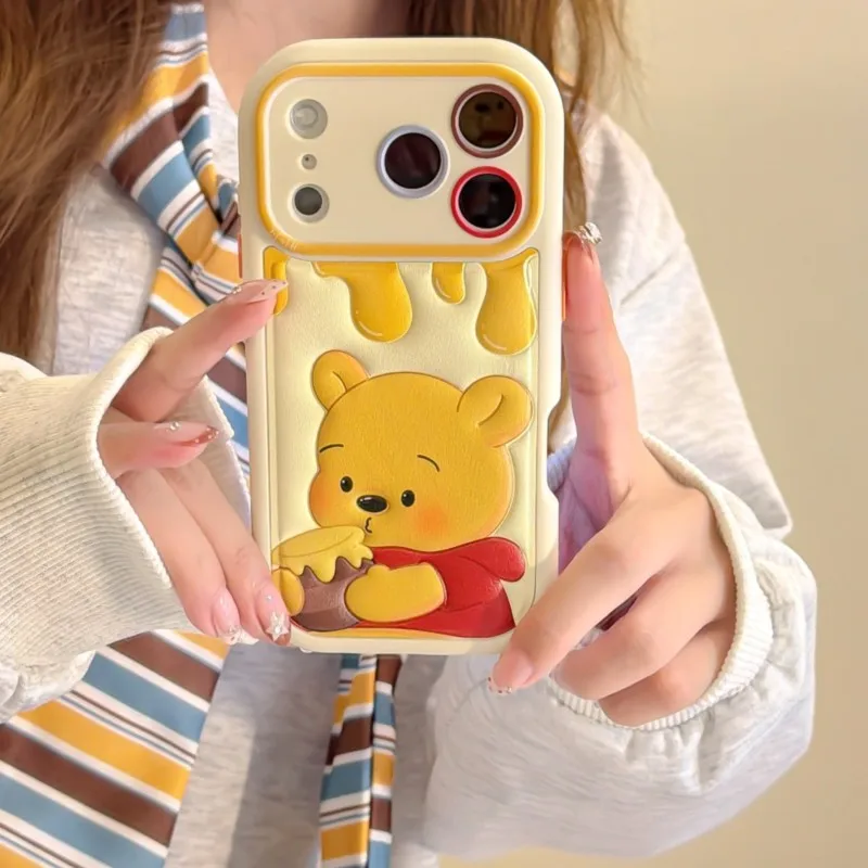 3D Cartoon Winnie soft leather Phone Case For iPhone17 17pro