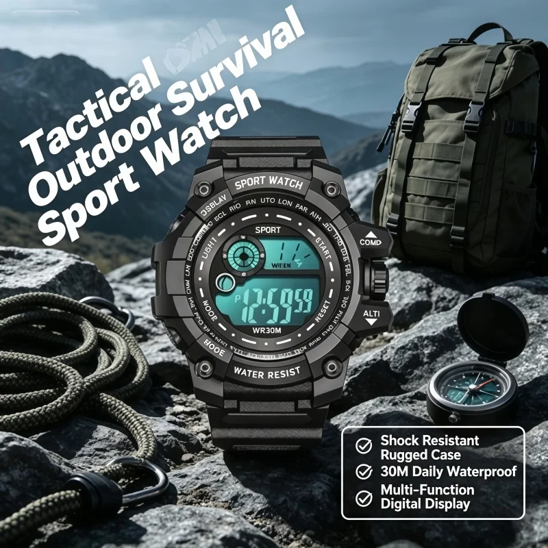 2026 New Men LED Digital Watches Luminous Fashion Sport Waterproof Watches For Man Date Army Military Clock Relogio Masculino