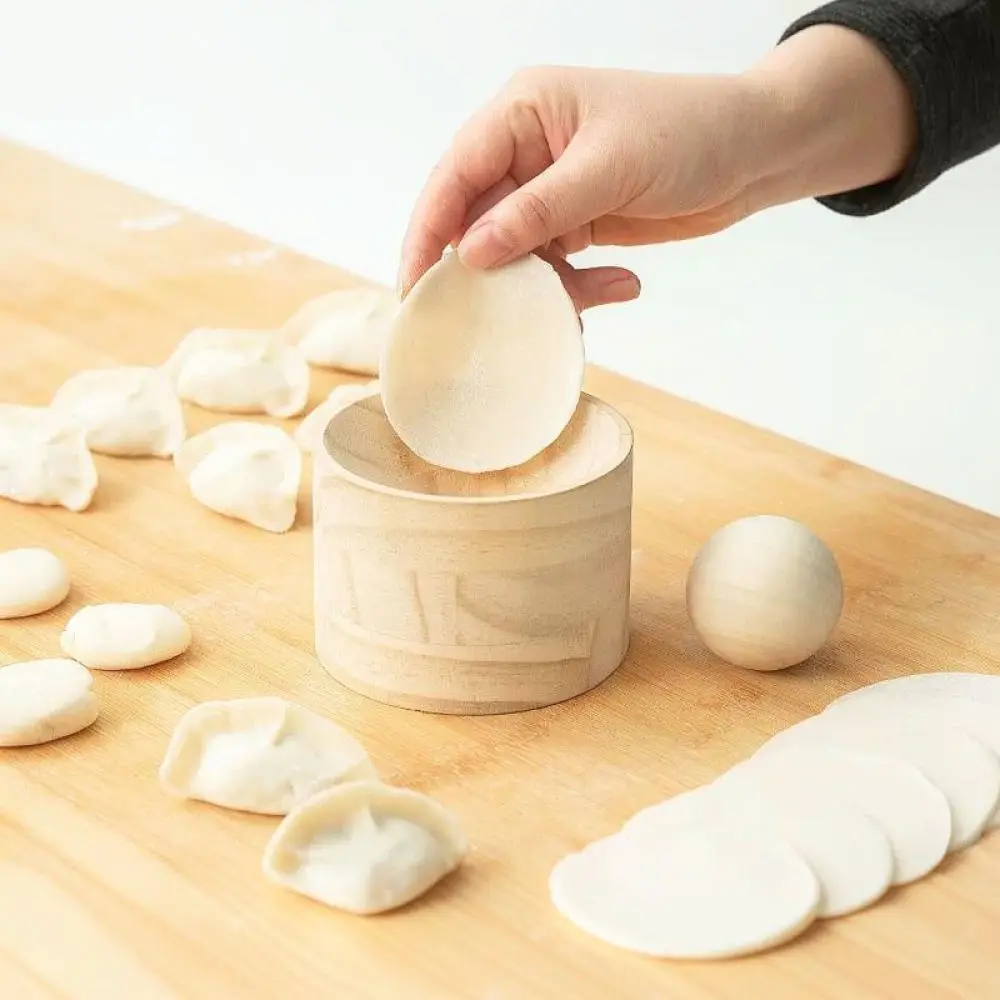 Kitchen Dough Flattening Tool Wooden Dumpling Wrapper Mold Manual Pastry Presser Non Stick Circular Skin Gadget Maker