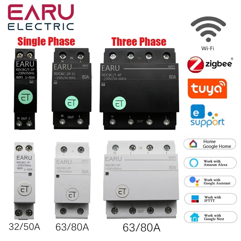 1P + N/4P Zigbee/WIFI interruttore intelligente interruttore relè telecomando vocale di Tuya eWeLink APP Smart House Alexa Google Home