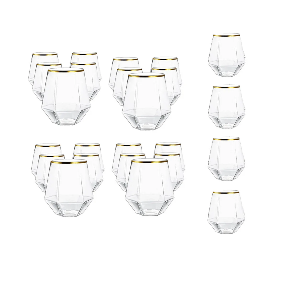 Stemless Plastic Champagne Glasses Whiskey Glasses Cocktail Glasses Wine Cups Disposable Wine Glasses for Parties