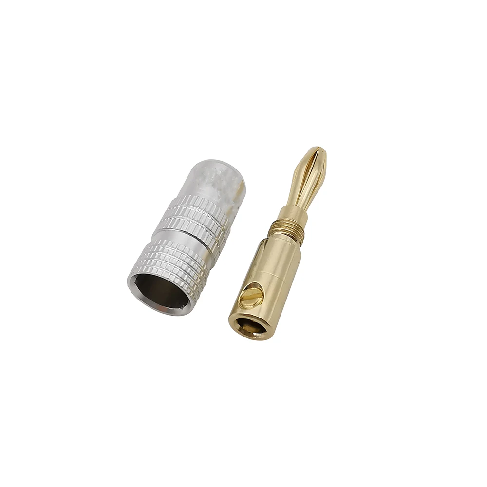 4Pcs 4mm Gold Plated Banana Plug Connector Binding Post For Audio Video Speaker Cable Adapter Terminal Connectors