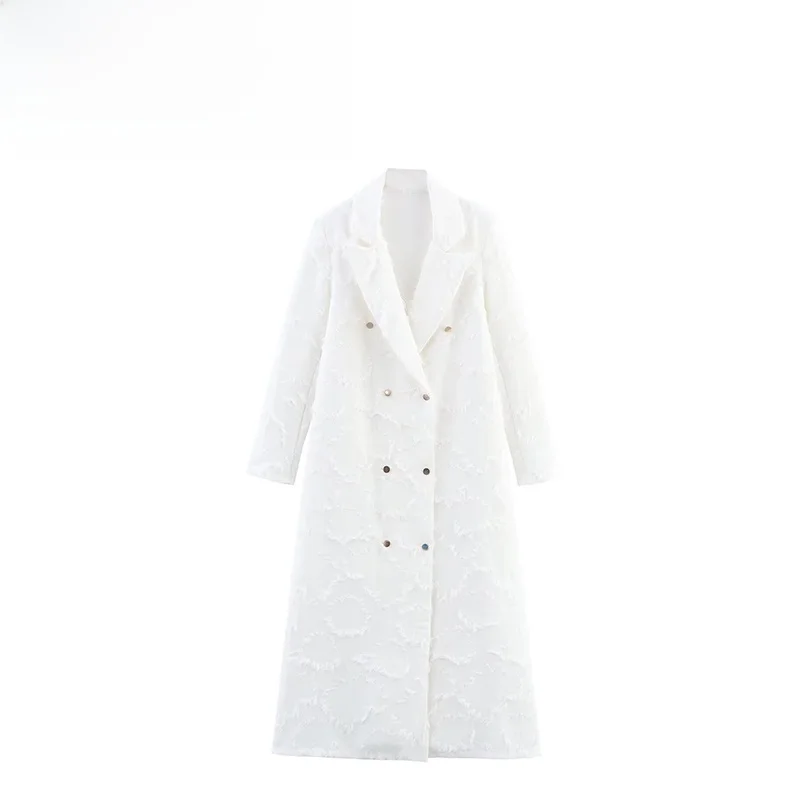 

ZBZA Spring New Women's Faion Design Classic Preppy Sle Woolen Coat Long Sve Suit Collar Mid-Length Double-Breasted