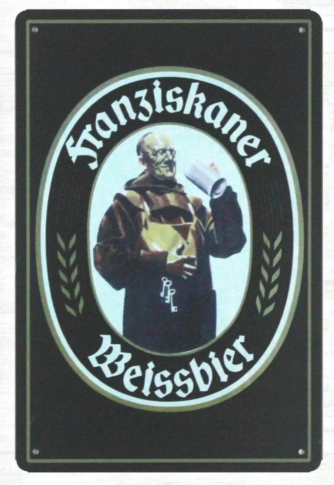 Kalynvi Tin Metal Sign 16 X 12 Metal Signs Franziskaner Weissbier Germany Beer Franciscan Monk