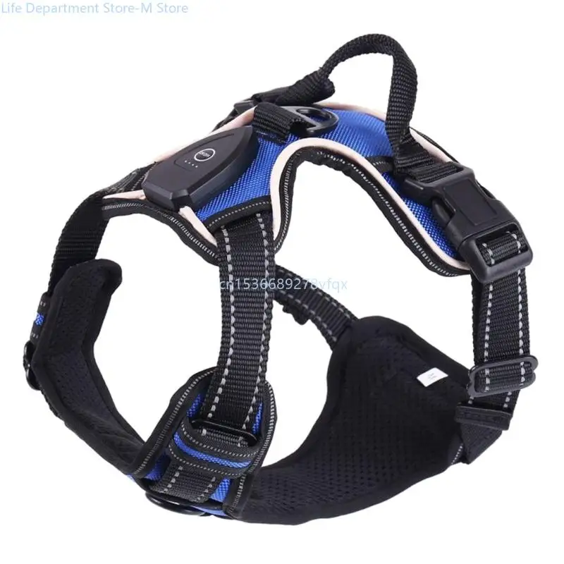 Dog Anti Escape Chest Back Harness LED Dog Vest Leash for Outdoor Walk