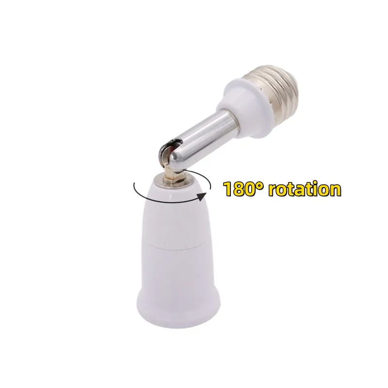 Universal E27 to E27 Lengthened Lamp Base 180 degree Rotation Tube LED Light Bulb Extension Lamp Holder Head Conversion Socket