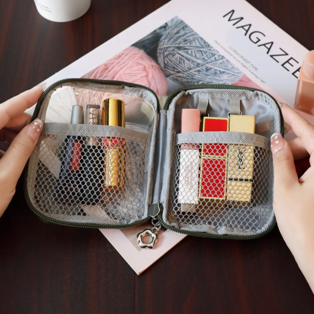NEW Portable Lipstick Transparent Touch-Up Cosmetic Pouch Cosmetic Organizer Travel Bluetooth Headphone Charging Cable Pouch
