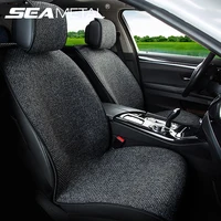 SEAMETAL Funda de lino para asiento de coche, cojín de lino transpirable a prueba de sudor para asiento de coche con respaldo, Universal para 4 estaciones para vehículos 98%