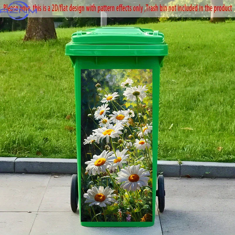 1pc of 2D Pattern Printing Sticker for Kitchen Trash Bins, Measuring X Cm, Featuring a Daisy Bloom Theme for Home Decor. Self-