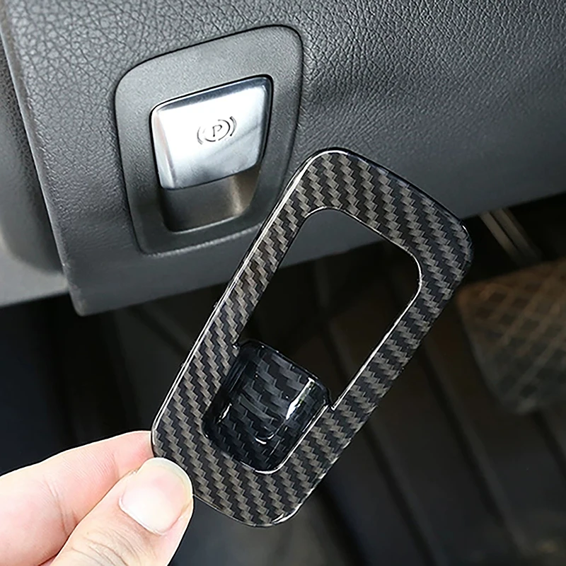 For Mercedes Benz C E Class W205 W213 GLC X253 Car Accessories P File Electronic Handbrake Frame Sequins Trim Carbon Fiber Color