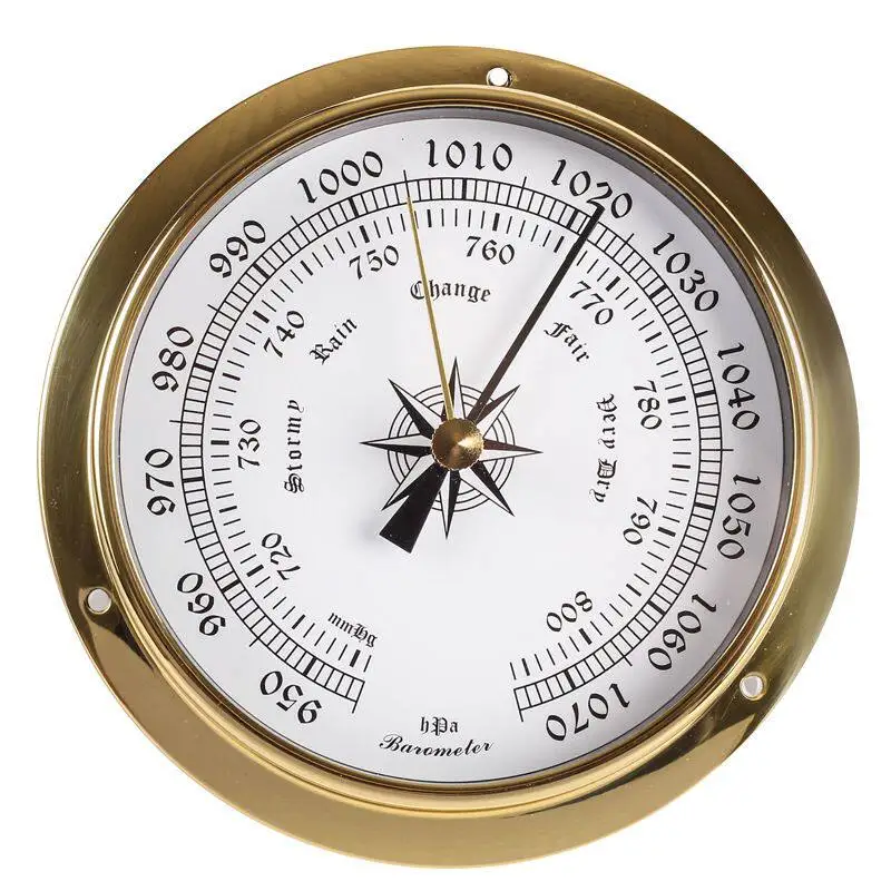 115Mm Copper Shell Marine Barometer Atmospheric Pressure Gauge Thermohygrometer Clock