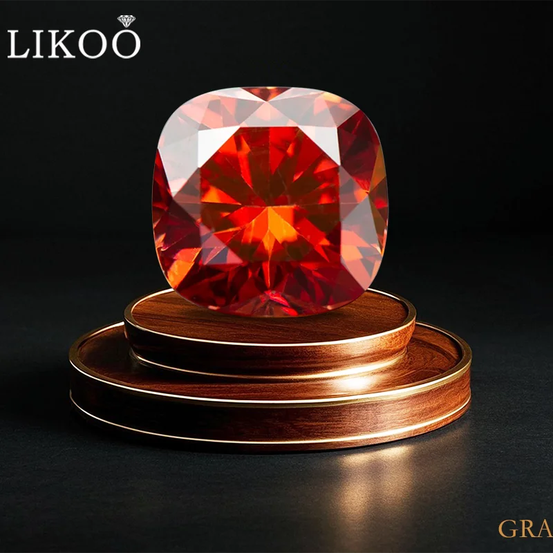 

Wholesale Garnet Color Moissanite Stone Cushion Cut DIY Diamond for Charms Fine Jewelry Rings Earrings Making with Certificate