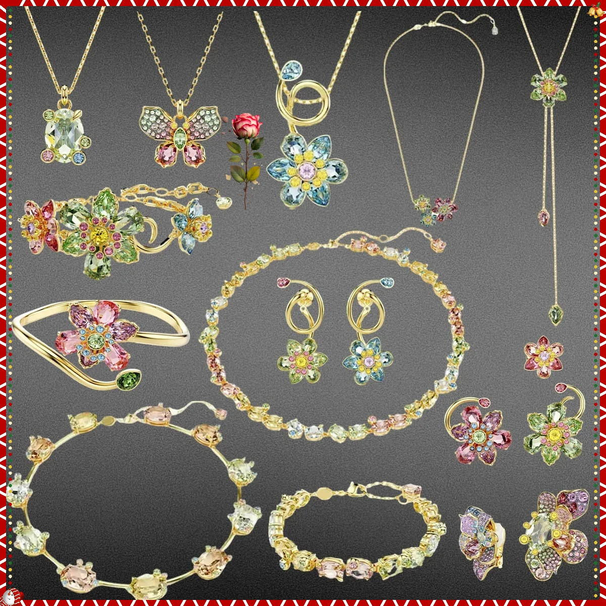 

2025 New Light Luxury Delicate Flower Jewelry Set-Necklace Pendant Earrings Bracelet Must-Have ForDailyWear|ChristmasHolidayGift