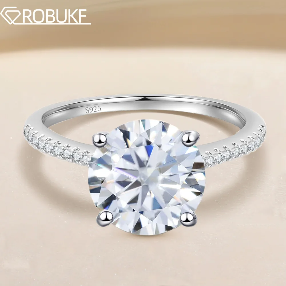 1-5CT Moissanite Rings for Women D Color VVS1 Solitaire Lab Created Diamond S925 Sterling Silver 4 Prong Engagement Ring GRA