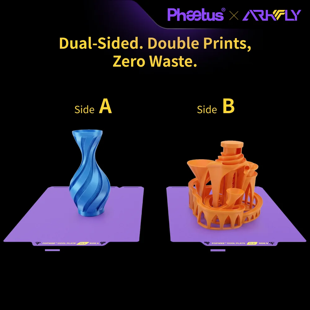 Arkfly X Phaetus Double Sided Textured PEI Sheet Cobweb Cool Plate for K1 K2 X1 P1 A1 A1mini P2S U1 AD5M Plus4 H2D Prusa Voron
