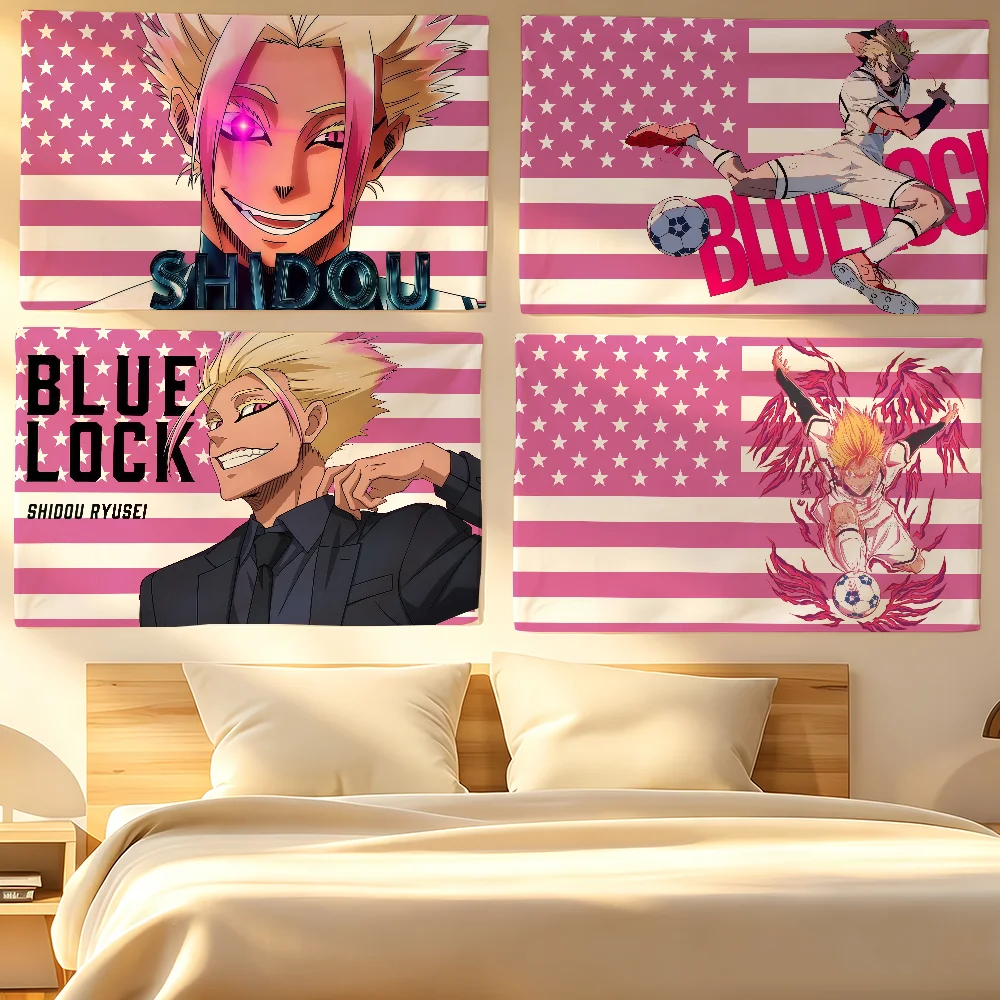 B-Blue L-Lock Ryusei Shidou flag Tapestries For Classroom Dormitory Camping Picnic Party Cheering Home Indoor Outdoor Decor