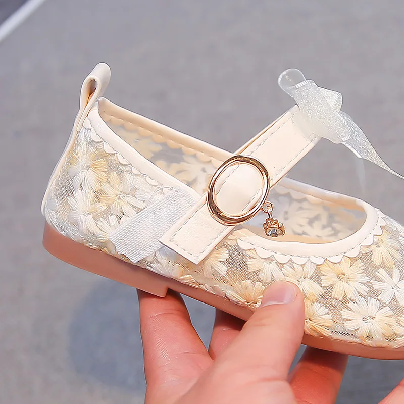 Princess Shoes for Girls Summer New Style Mesh Soft Sole Fashion Children's Leather Shoes