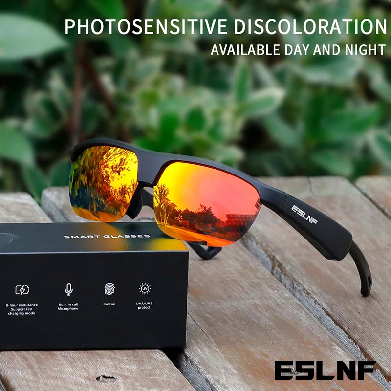 ESLNF Smart Bluetooth Glasses for Driving Wireless Calls Music Polarized Sunglasses Outdoor Sports Cycling Glasses